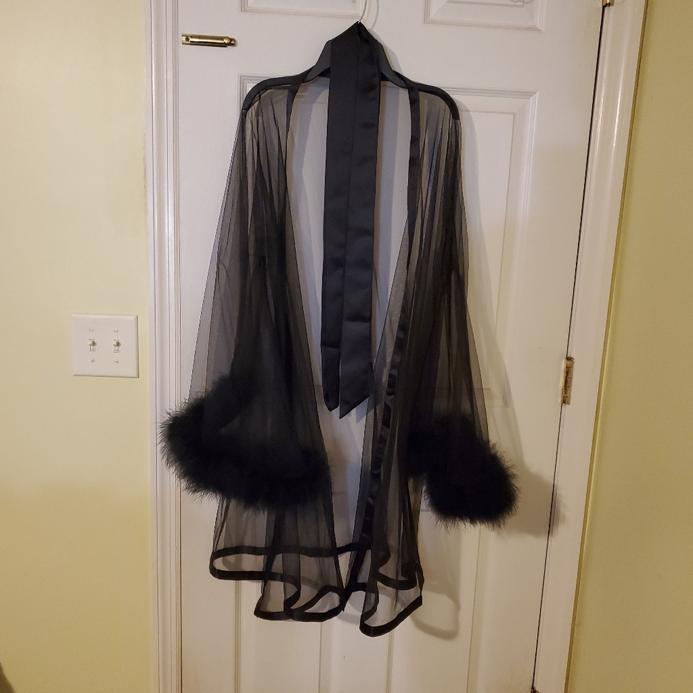 Changuan sexy illusion long lingerie robe